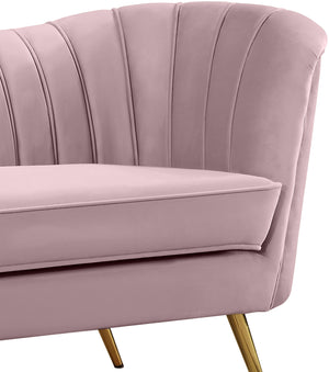 Margo Velvet / Engineered Wood / Stainless Steel / Foam Contemporary Pink Velvet Loveseat - 65" W x 30" D x 33" H