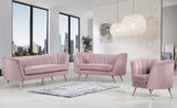 Margo Velvet / Engineered Wood / Stainless Steel / Foam Contemporary Pink Velvet Loveseat - 65" W x 30" D x 33" H