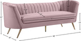 Margo Velvet / Engineered Wood / Stainless Steel / Foam Contemporary Pink Velvet Sofa - 88" W x 30" D x 33" H