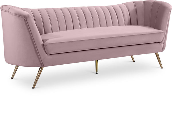 Margo Velvet / Engineered Wood / Stainless Steel / Foam Contemporary Pink Velvet Sofa - 88" W x 30" D x 33" H