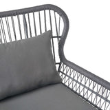 Tolovana Indoor Club Chairs, Steel and Rope, Cushioned, Boho, Gray Noble House