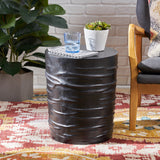 Maryellen Indoor 16" Light-Weight Concrete Side Table, Black Noble House