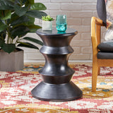 Adilynn Indoor 22" Light-Weight Concrete Side Table, Black Noble House