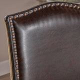 Darren Contemporary Upholstered Barstools with Nailhead Trim, Brown and Walnut Noble House