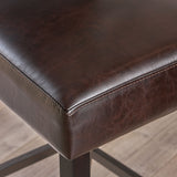 Darren Contemporary Upholstered Barstools with Nailhead Trim, Brown and Walnut Noble House