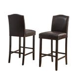 Darren Contemporary Upholstered Barstools with Nailhead Trim, Brown and Walnut Noble House