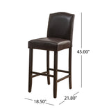 Darren Contemporary Upholstered Barstools with Nailhead Trim, Brown and Walnut Noble House