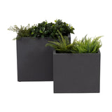 Sagebrook Home Contemporary Resin, Set of 2 -  16/20"d Nested Square Planters, Dk. Gra 16858-02 Gray Polyresin