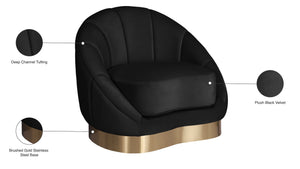 Shelly Velvet / Engineered Wood / Stainless Steel / Foam Contemporary Black Velvet Chair - 33.5" W x 30" D x 30" H