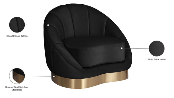 Shelly Velvet / Engineered Wood / Stainless Steel / Foam Contemporary Black Velvet Chair - 33.5" W x 30" D x 30" H