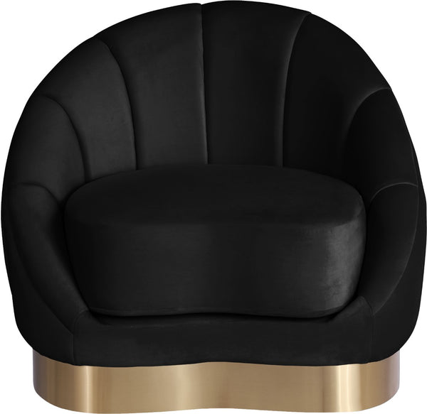 Shelly Velvet / Engineered Wood / Stainless Steel / Foam Contemporary Black Velvet Chair - 33.5" W x 30" D x 30" H