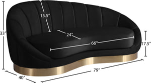 Shelly Velvet / Engineered Wood / Stainless Steel / Foam Contemporary Black Velvet Chaise - 78.5" W x 40" D x 33" H