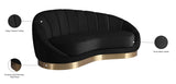 Shelly Velvet / Engineered Wood / Stainless Steel / Foam Contemporary Black Velvet Chaise - 78.5" W x 40" D x 33" H