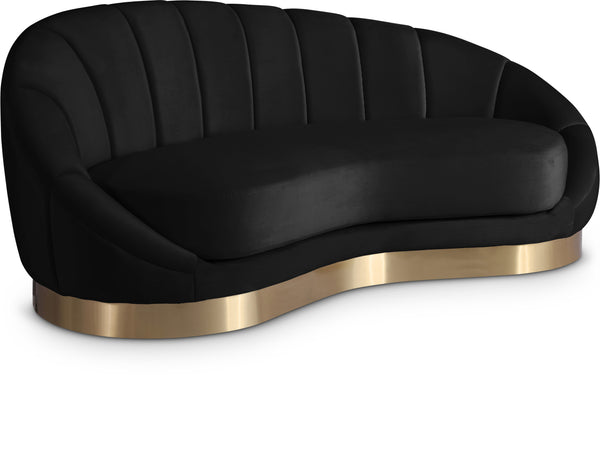 Shelly Velvet / Engineered Wood / Stainless Steel / Foam Contemporary Black Velvet Chaise - 78.5" W x 40" D x 33" H