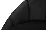 Shelly Velvet / Engineered Wood / Stainless Steel / Foam Contemporary Black Velvet Chaise - 78.5" W x 40" D x 33" H