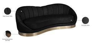 Shelly Velvet / Engineered Wood / Stainless Steel / Foam Contemporary Black Velvet Sofa - 91.5"W x 40" D x 32" H