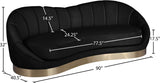 Shelly Velvet / Engineered Wood / Stainless Steel / Foam Contemporary Black Velvet Sofa - 91.5"W x 40" D x 32" H