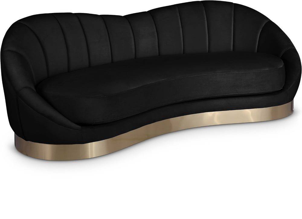 Shelly Velvet / Engineered Wood / Stainless Steel / Foam Contemporary Black Velvet Sofa - 91.5"W x 40" D x 32" H