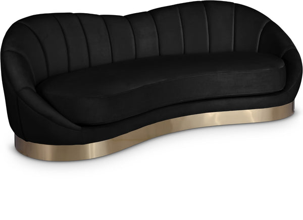 Shelly Velvet / Engineered Wood / Stainless Steel / Foam Contemporary Black Velvet Sofa - 91.5"W x 40" D x 32" H