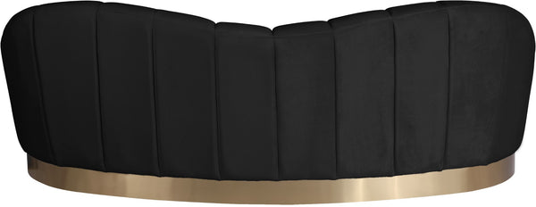 Shelly Velvet / Engineered Wood / Stainless Steel / Foam Contemporary Black Velvet Sofa - 91.5"W x 40" D x 32" H