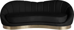 Shelly Velvet / Engineered Wood / Stainless Steel / Foam Contemporary Black Velvet Sofa - 91.5"W x 40" D x 32" H