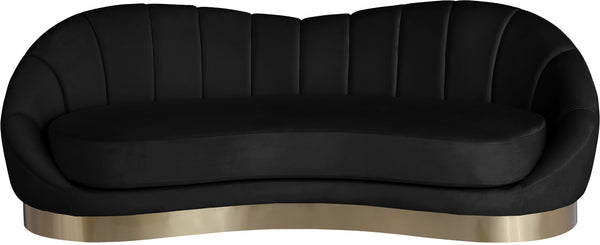 Shelly Velvet / Engineered Wood / Stainless Steel / Foam Contemporary Black Velvet Sofa - 91.5"W x 40" D x 32" H