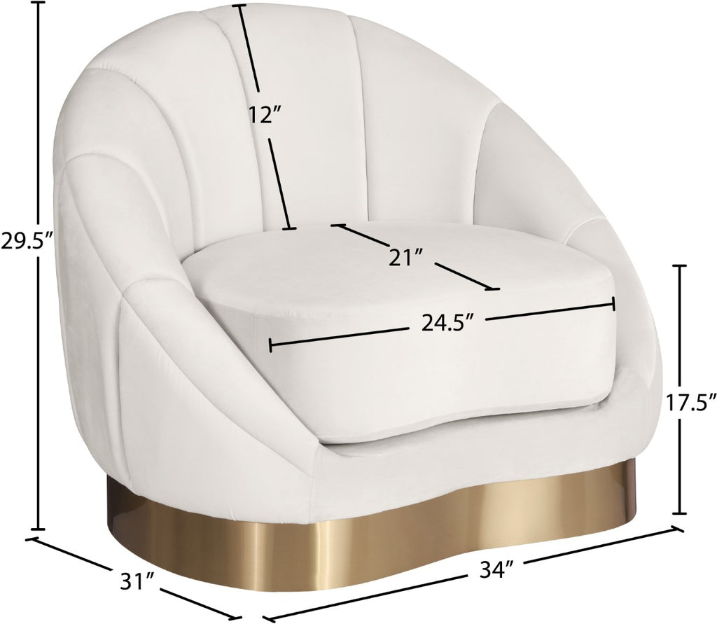 Shelly Velvet / Engineered Wood / Stainless Steel / Foam Contemporary Cream Velvet Chair - 33.5" W x 30" D x 30" H