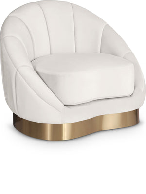 Shelly Velvet / Engineered Wood / Stainless Steel / Foam Contemporary Cream Velvet Chair - 33.5" W x 30" D x 30" H