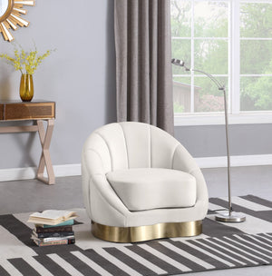 Shelly Velvet / Engineered Wood / Stainless Steel / Foam Contemporary Cream Velvet Chair - 33.5" W x 30" D x 30" H