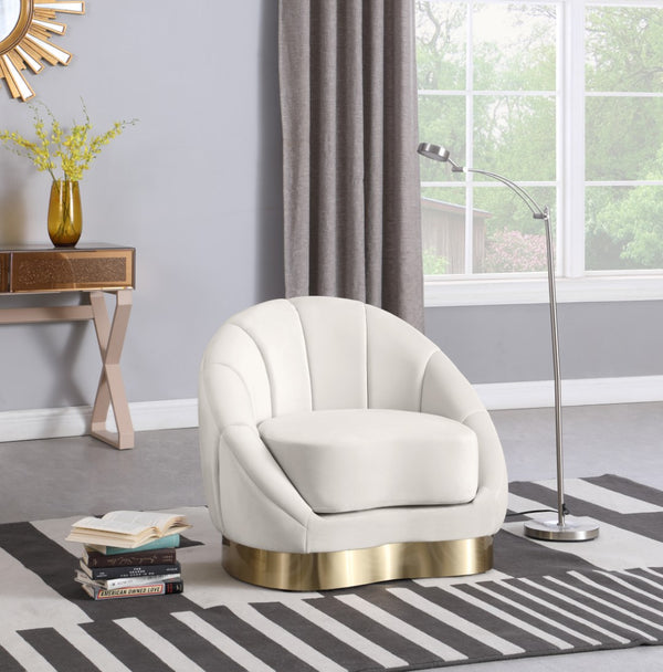 Shelly Velvet / Engineered Wood / Stainless Steel / Foam Contemporary Cream Velvet Chair - 33.5" W x 30" D x 30" H