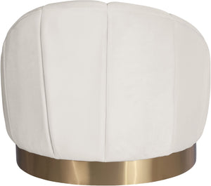 Shelly Velvet / Engineered Wood / Stainless Steel / Foam Contemporary Cream Velvet Chair - 33.5" W x 30" D x 30" H