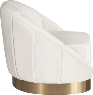 Shelly Velvet / Engineered Wood / Stainless Steel / Foam Contemporary Cream Velvet Chair - 33.5" W x 30" D x 30" H