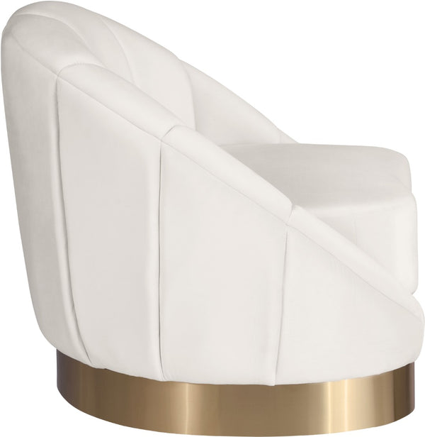 Shelly Velvet / Engineered Wood / Stainless Steel / Foam Contemporary Cream Velvet Chair - 33.5" W x 30" D x 30" H