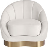 Shelly Velvet / Engineered Wood / Stainless Steel / Foam Contemporary Cream Velvet Chair - 33.5" W x 30" D x 30" H