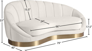 Shelly Velvet / Engineered Wood / Stainless Steel / Foam Contemporary Cream Velvet Chaise - 78.5" W x 40" D x 33" H