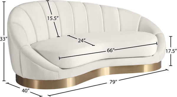 Shelly Velvet / Engineered Wood / Stainless Steel / Foam Contemporary Cream Velvet Chaise - 78.5" W x 40" D x 33" H