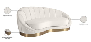 Shelly Velvet / Engineered Wood / Stainless Steel / Foam Contemporary Cream Velvet Chaise - 78.5" W x 40" D x 33" H