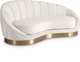 Shelly Velvet / Engineered Wood / Stainless Steel / Foam Contemporary Cream Velvet Chaise - 78.5" W x 40" D x 33" H