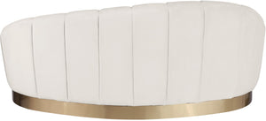 Shelly Velvet / Engineered Wood / Stainless Steel / Foam Contemporary Cream Velvet Chaise - 78.5" W x 40" D x 33" H