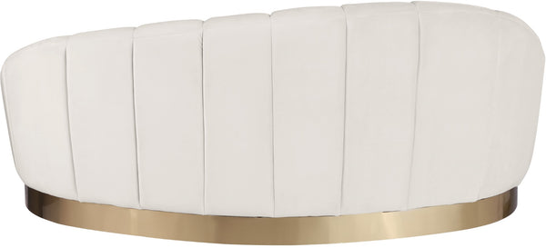 Shelly Velvet / Engineered Wood / Stainless Steel / Foam Contemporary Cream Velvet Chaise - 78.5" W x 40" D x 33" H