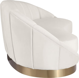 Shelly Velvet / Engineered Wood / Stainless Steel / Foam Contemporary Cream Velvet Chaise - 78.5" W x 40" D x 33" H