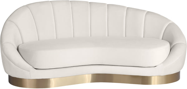 Shelly Velvet / Engineered Wood / Stainless Steel / Foam Contemporary Cream Velvet Chaise - 78.5" W x 40" D x 33" H
