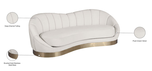 Shelly Velvet / Engineered Wood / Stainless Steel / Foam Contemporary Cream Velvet Sofa - 91.5"W x 40" D x 32" H