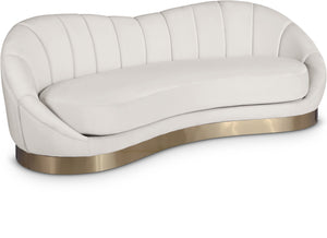 Shelly Velvet / Engineered Wood / Stainless Steel / Foam Contemporary Cream Velvet Sofa - 91.5"W x 40" D x 32" H