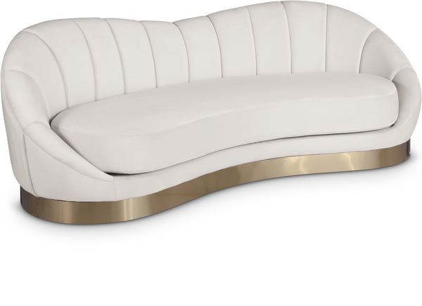 Shelly Velvet / Engineered Wood / Stainless Steel / Foam Contemporary Cream Velvet Sofa - 91.5"W x 40" D x 32" H