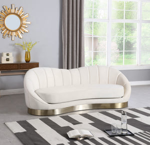 Shelly Velvet / Engineered Wood / Stainless Steel / Foam Contemporary Cream Velvet Sofa - 91.5"W x 40" D x 32" H