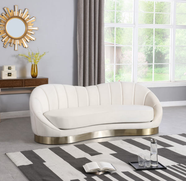 Shelly Velvet / Engineered Wood / Stainless Steel / Foam Contemporary Cream Velvet Sofa - 91.5"W x 40" D x 32" H