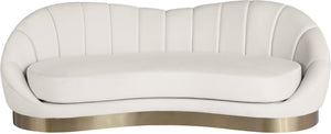 Shelly Velvet / Engineered Wood / Stainless Steel / Foam Contemporary Cream Velvet Sofa - 91.5"W x 40" D x 32" H