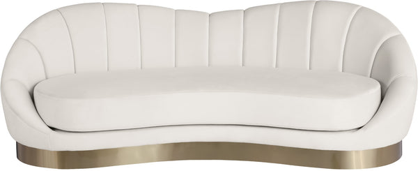 Shelly Velvet / Engineered Wood / Stainless Steel / Foam Contemporary Cream Velvet Sofa - 91.5"W x 40" D x 32" H