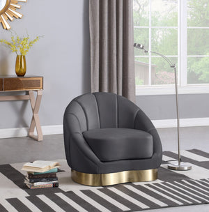 Shelly Velvet / Engineered Wood / Stainless Steel / Foam Contemporary Grey Velvet Chair - 33.5" W x 30" D x 30" H